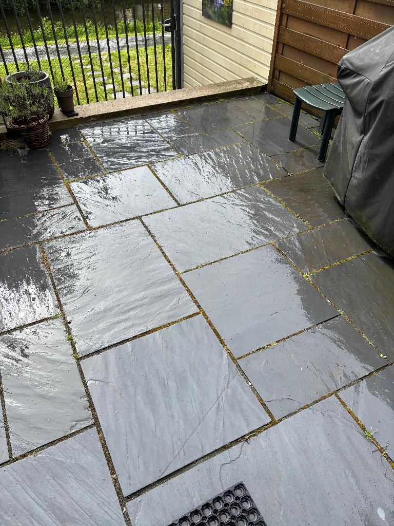 Natuursteen tuin tegels +/- 20 m2, Ophalen, Gebruikt, Terrastegels, Natuursteen