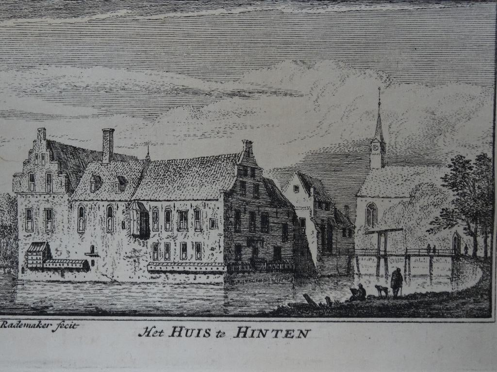 gravure huis te Hinten bij Heusden Rademaker 18e eeuw, Verzenden, Architectuur, Gravure, Origineel