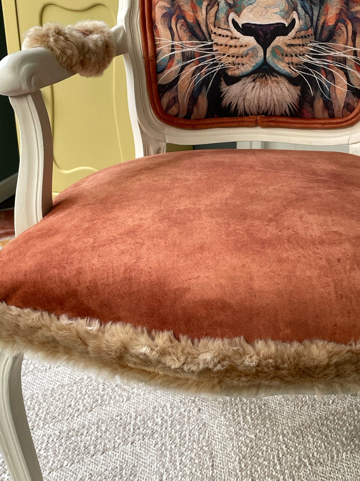 Unieke Brocante Fauteuil met Leeuweprint, Ophalen, Gebruikt, Overige kleuren, Eén