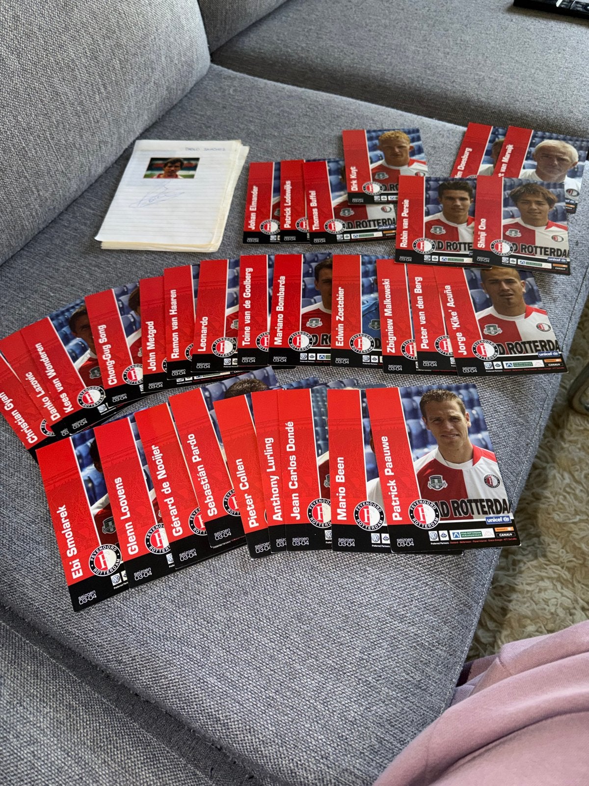 Feyenoord: 30 kaarten (03/04) & 7 handtekeningen (jaren '90), Ophalen of Verzenden, Gebruikt, Feyenoord, Poster, Plaatje of Sticker