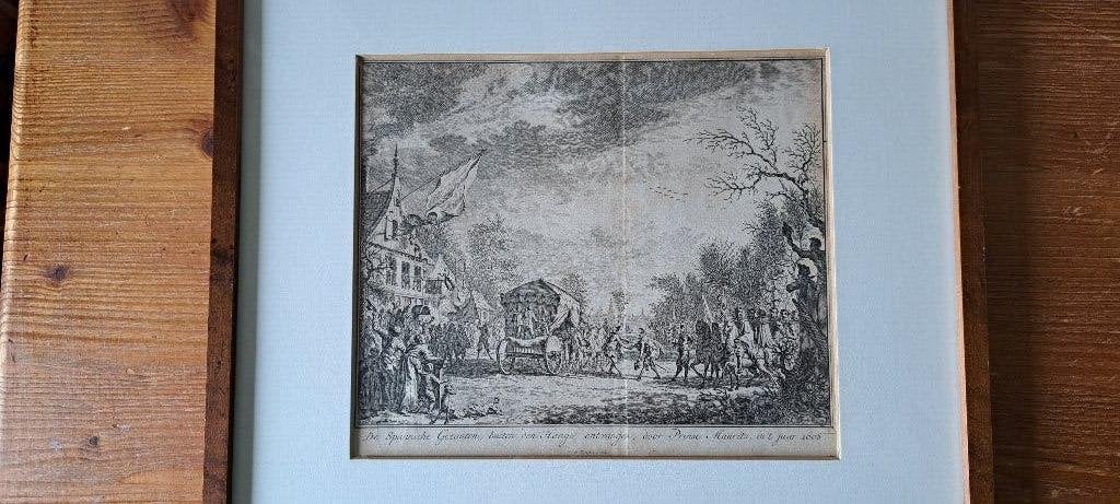 oude gravure Spaanse gezanten ontvangen door Prins Maurits, Ophalen of Verzenden