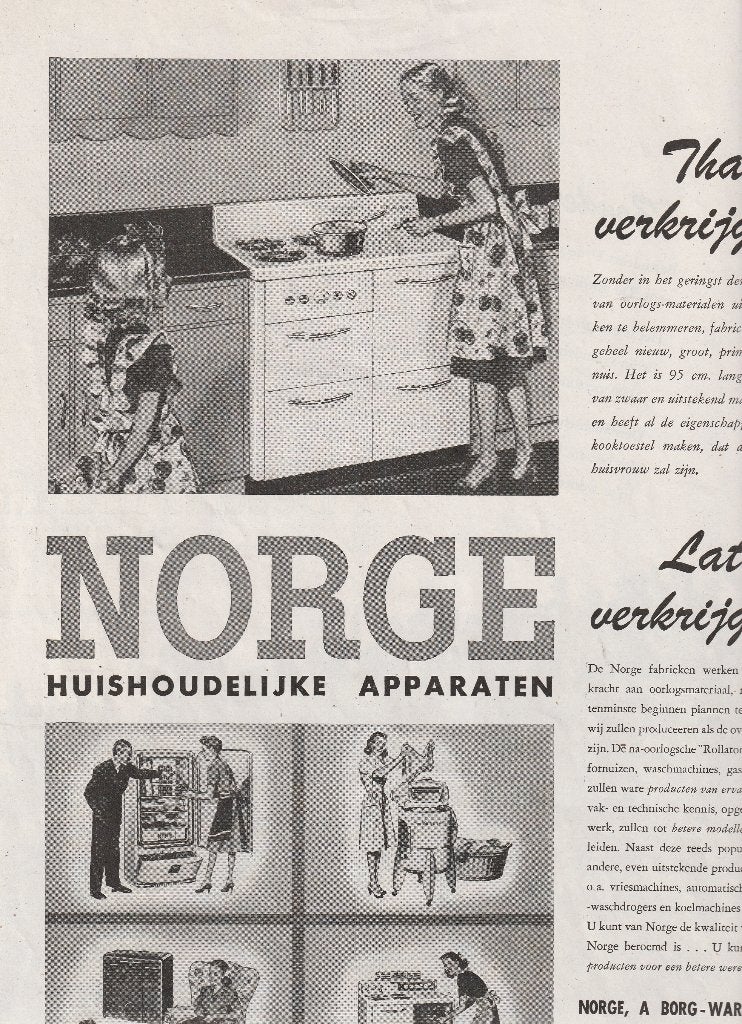 Retro reclame 1957 Norge keuken koelkasten jaren 50, Verzenden, Overige typen
