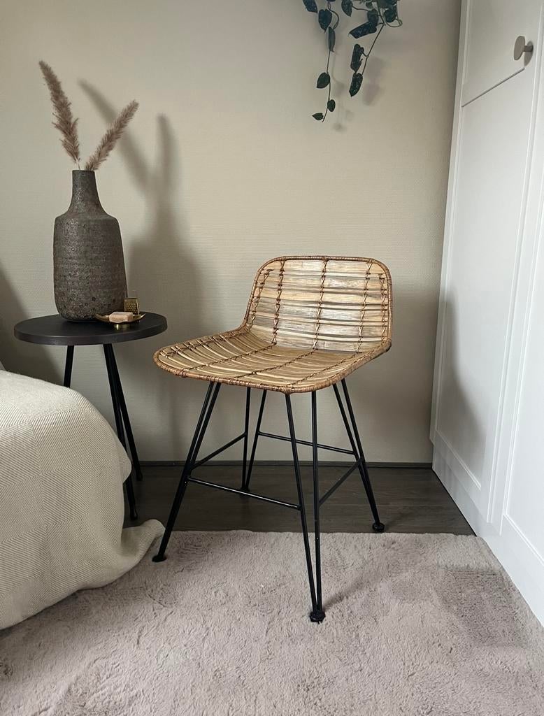 HK Living Rotan Stoelen met Metalen Onderstel - Set van 2, Huis en Inrichting, Stoelen, Ophalen, Twee, Bruin, Zo goed als nieuw