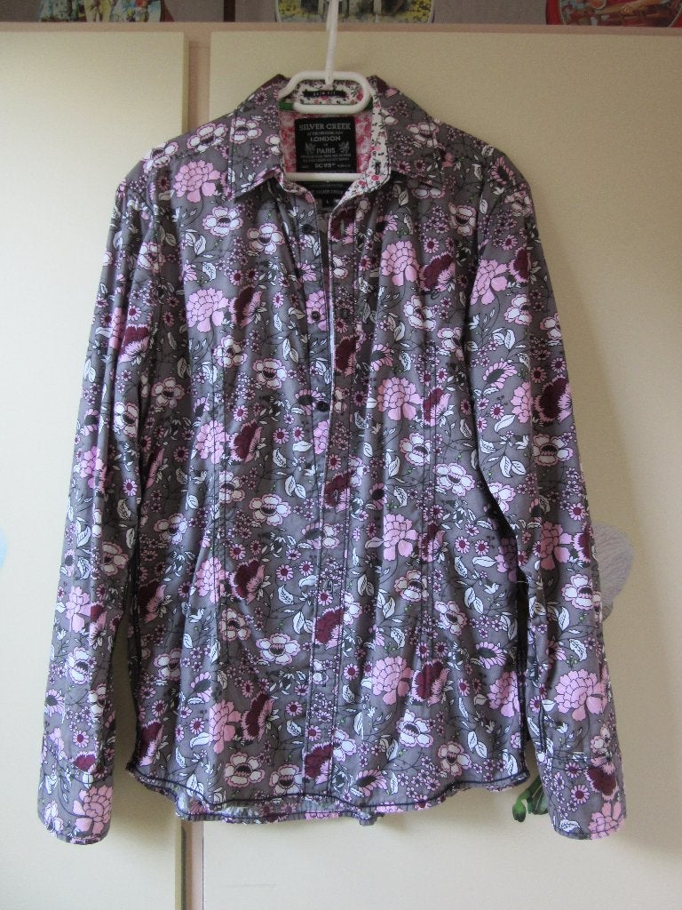 Gebloemd overhemd Silver Creek Maat L - ZGAN, Kleding | Heren, Overhemden, Verzenden, Zo goed als nieuw, Overige kleuren, Halswijdte 41/42 (L)