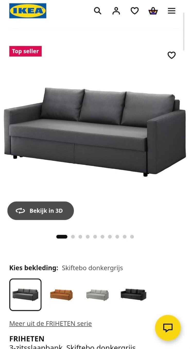 IKEA FRIHETEN 3-zits slaapbank - Skiftebo donkergrijs, Ophalen of Verzenden
