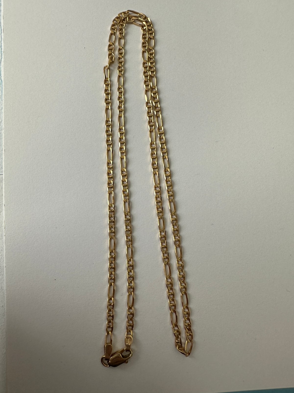 14k italy 585 gouden figaro schakelketting, Ophalen, Zo goed als nieuw, Goud