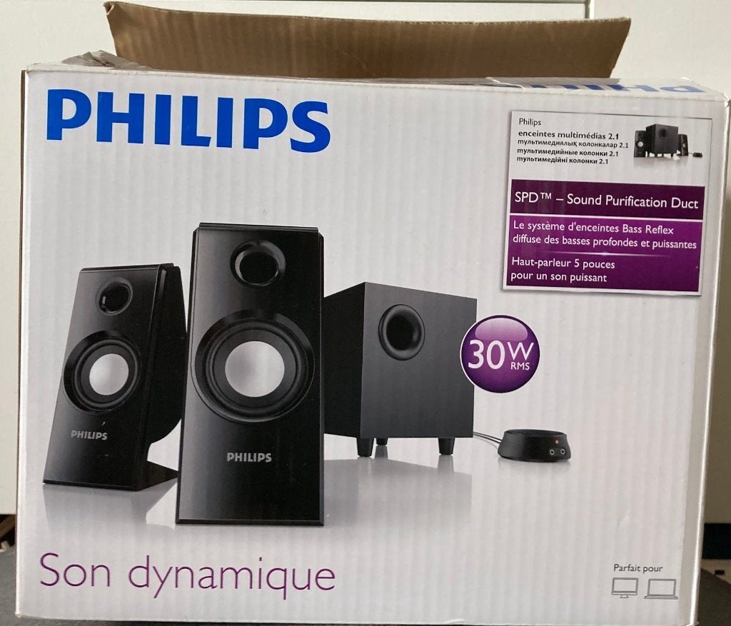 Philips SPA4355/12 - 2.1 Speakerset - Compleet in doos!, Computers en Software, Pc speakers, Ophalen of Verzenden, Zo goed als nieuw