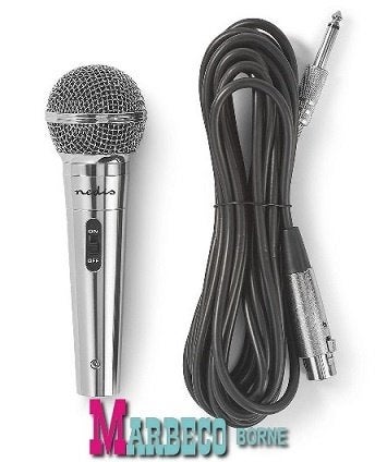 Dynamische microfoon vocaal XLR metaal zilver incl. 5m kabel, Nedis, Nieuw, Info@marbeco.nl, Zangmicrofoon