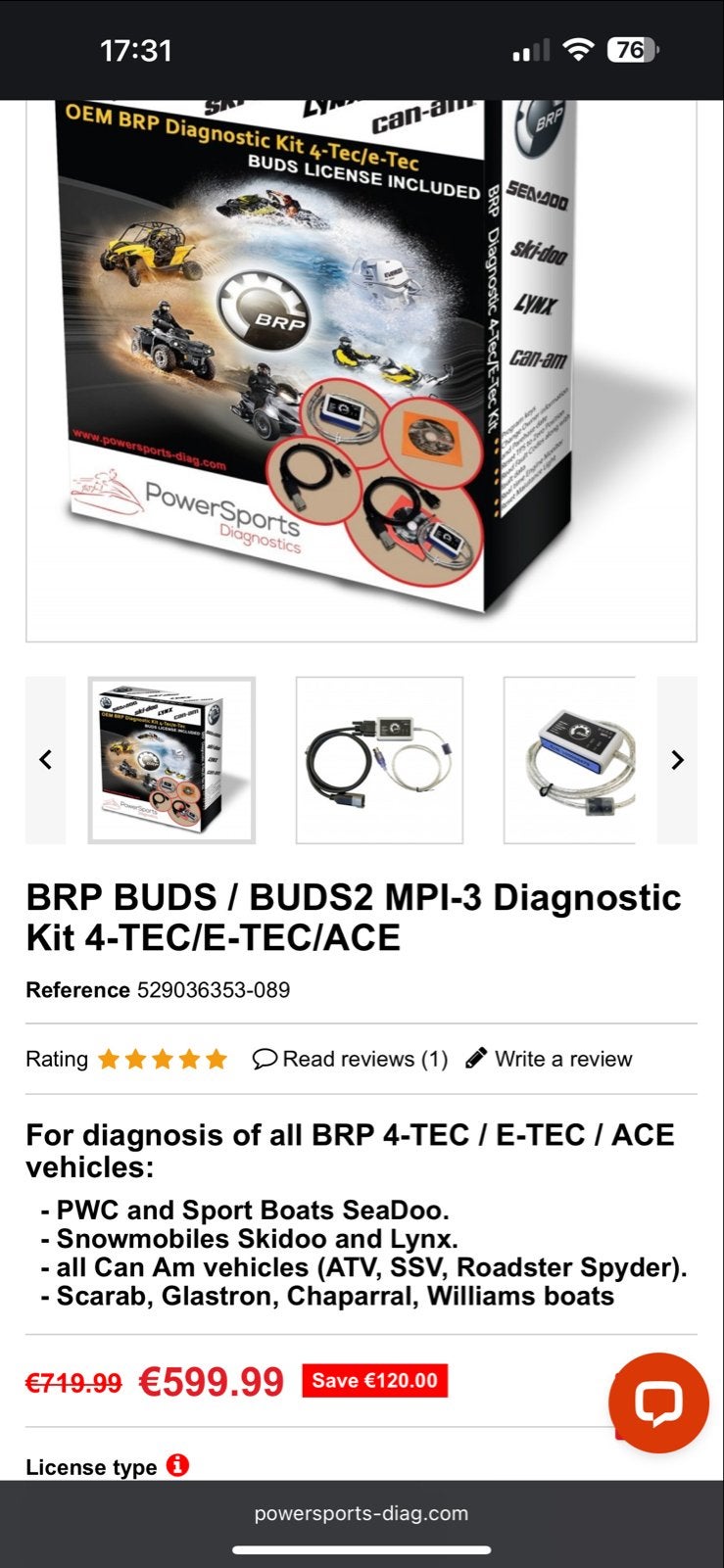 BRP BUDS / BUDS2 MPI-3 Diagnostische Kit voor Sea-Doo, Watersport en Boten, Ophalen of Verzenden, Nieuw, Onderhoud en Reparatie