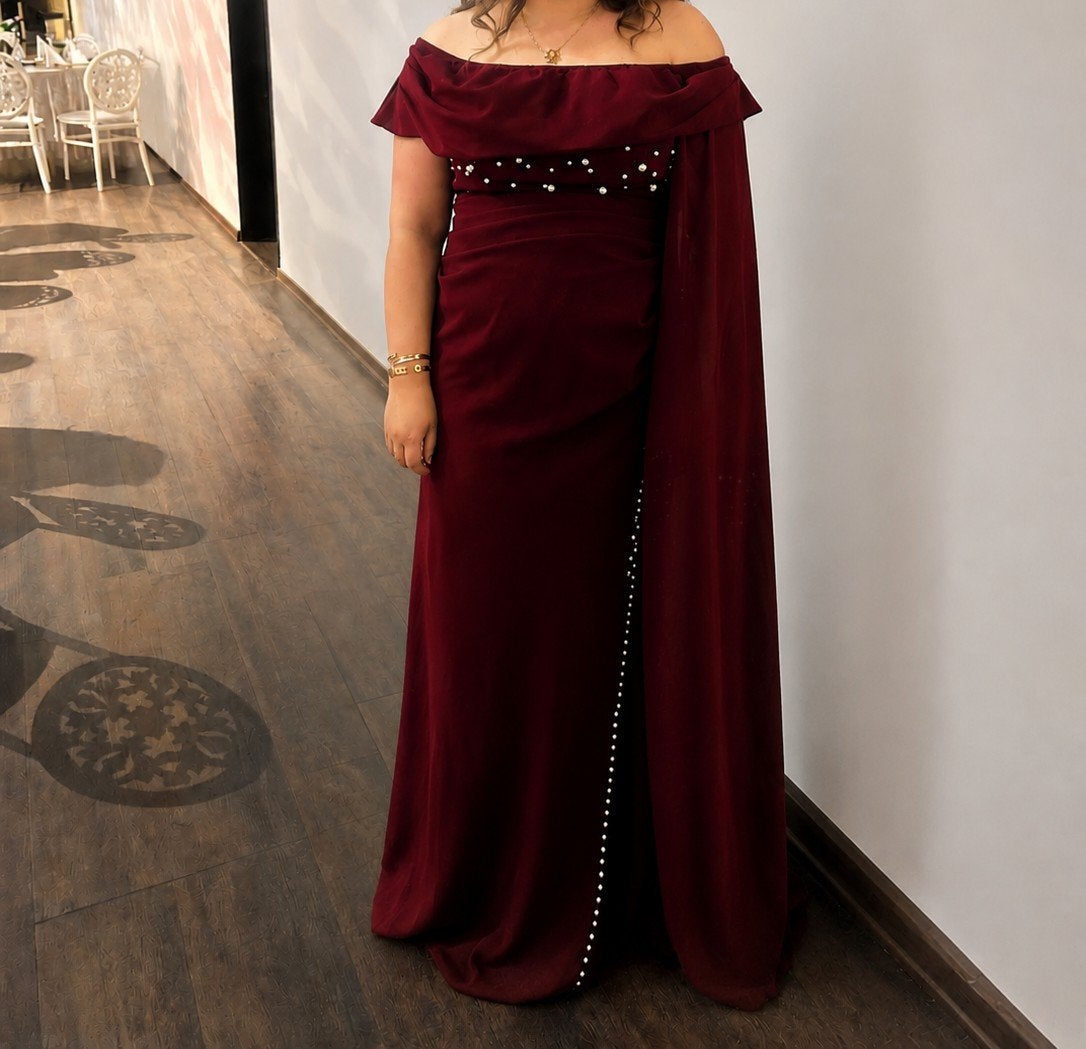 Avondjurk bordeaux, Kleding | Dames, Maat 38/40 (M), Galajurk, Ophalen of Verzenden, Gedragen