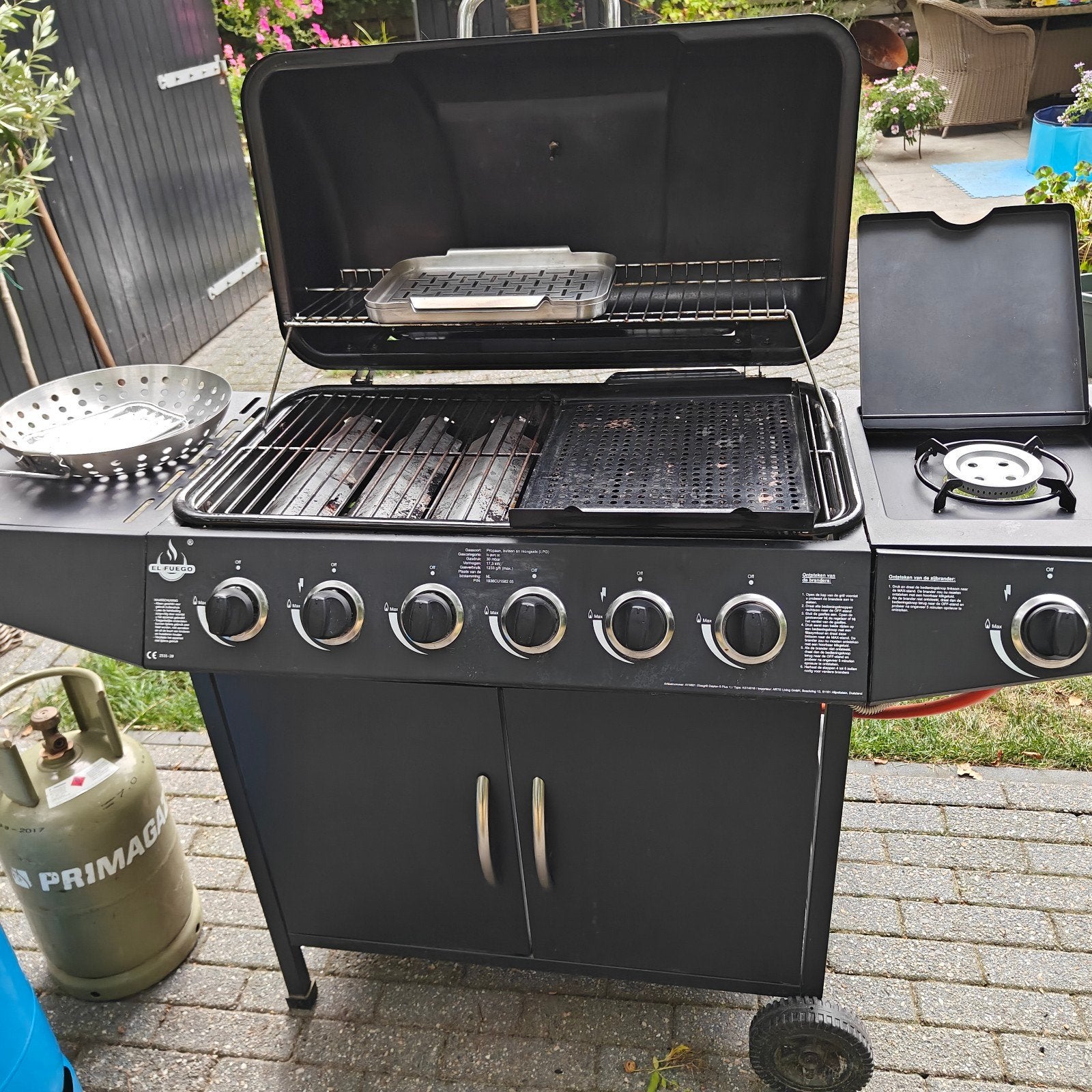 El Fuego gasbarbecue met 6 branders en zijbrander, Tuin en Terras, Ophalen, Gebruikt