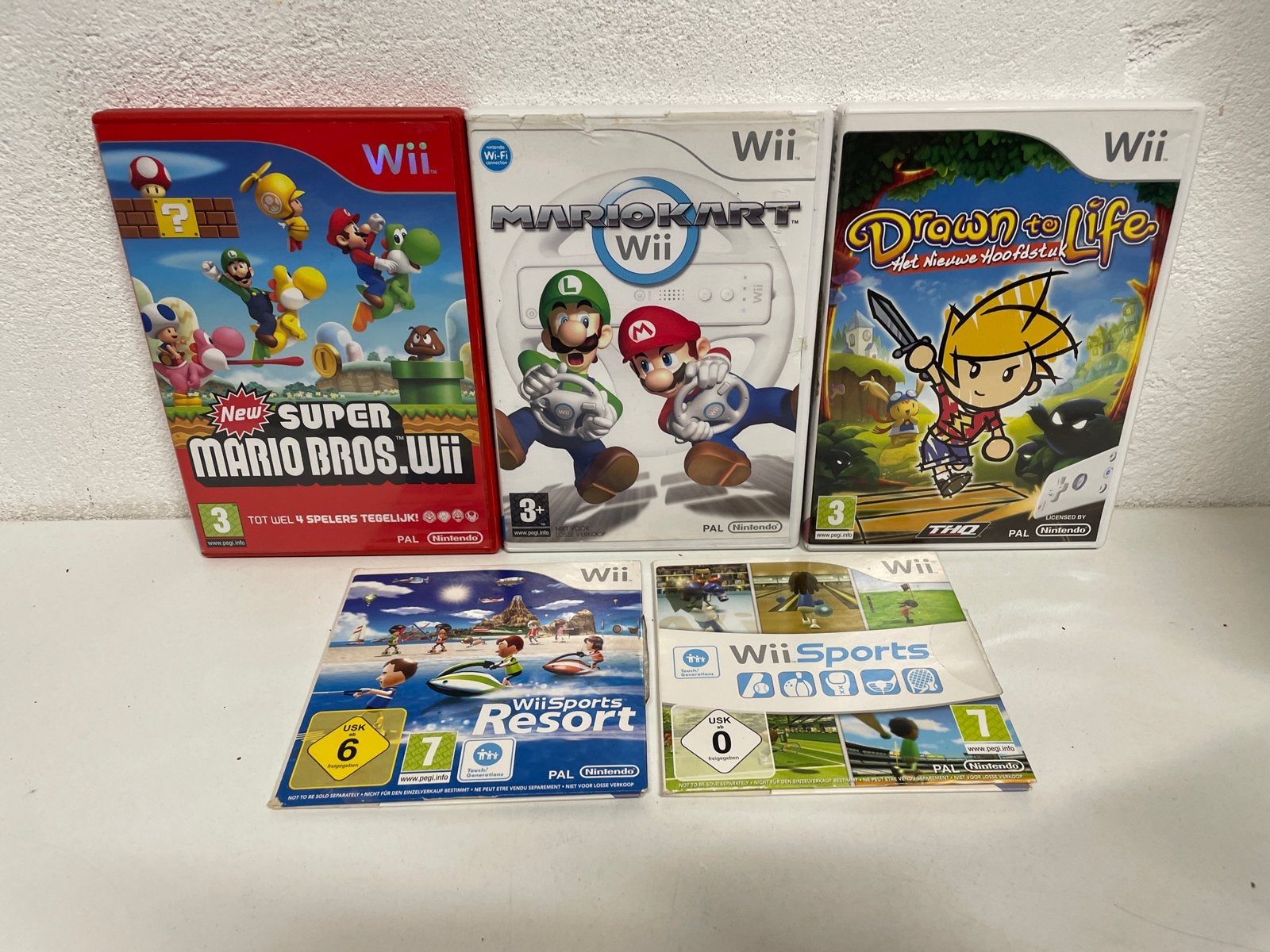 Wii Games Bundel: Super Mario Bros, Mario Kart, Sports & Mee, Gebruikt, Eén computer, Ophalen of Verzenden, Platform
