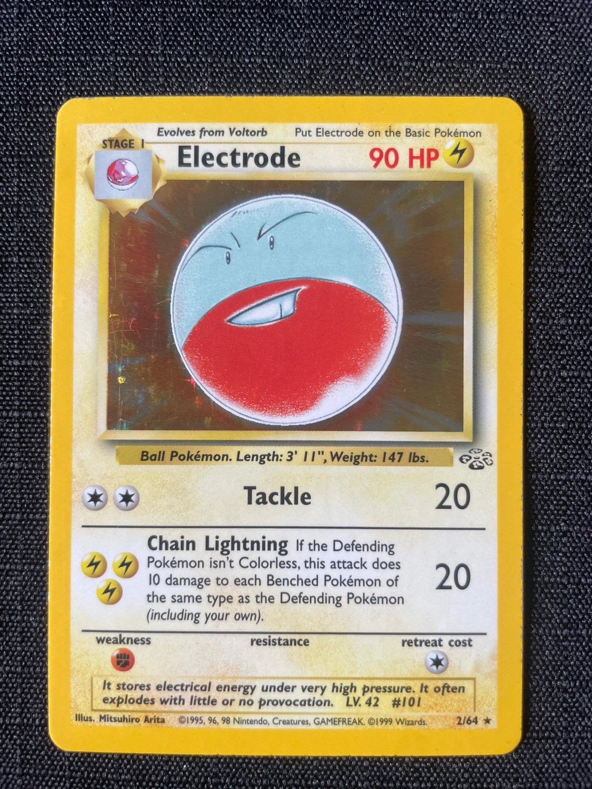 Pokémon Electrode 2/64 Jungle Set Holo Foil Vintage Kaart, Ophalen of Verzenden, Zo goed als nieuw, Losse kaart, Foil