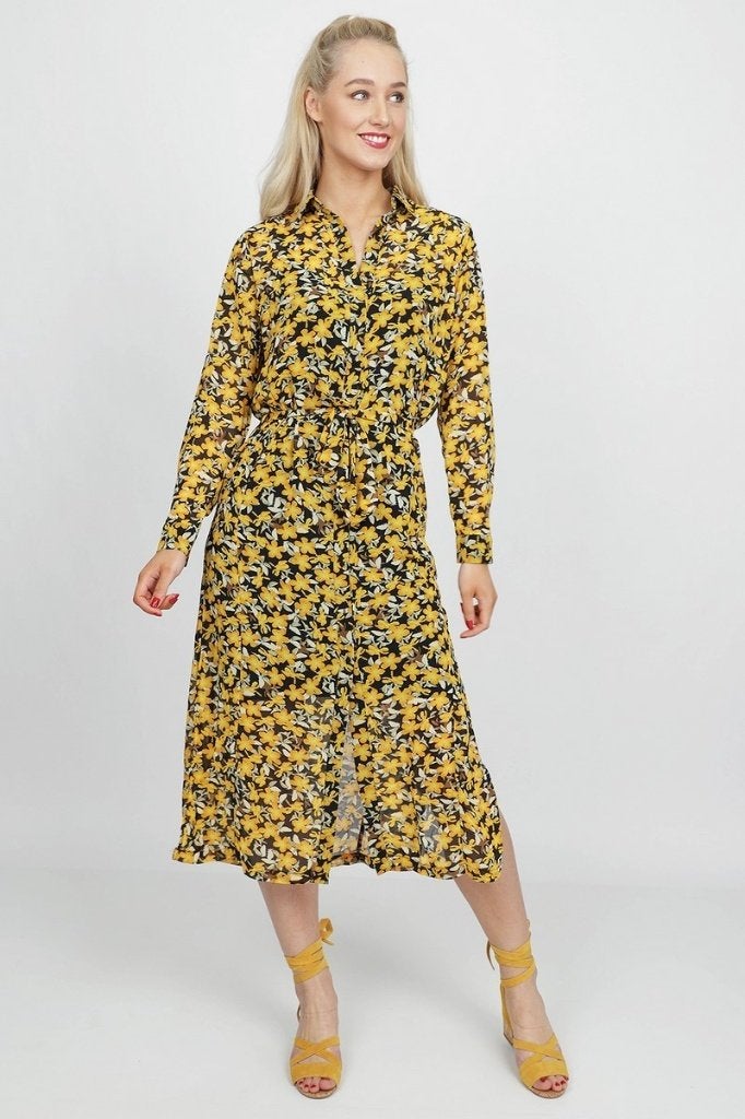 Jurk: mooie maxi jurk merk Freebird maat M, kleur zwart/geel, Zwart, Zo goed als nieuw, Freebird, Boven de knie
