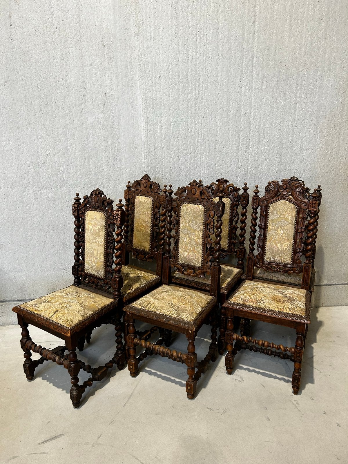 Set van 6 antieke stoelen, rijk bewerkt hout, Ophalen