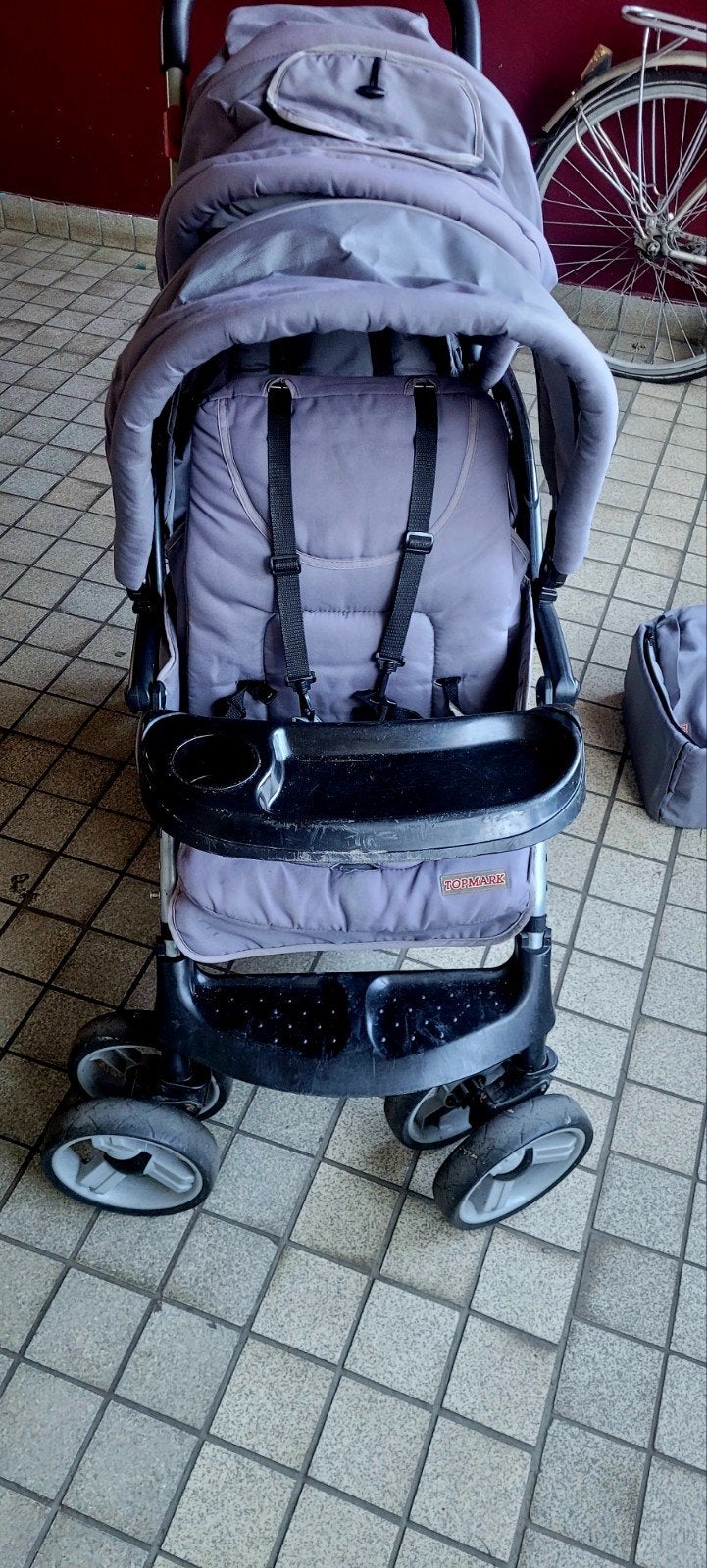 Topmark Duowagen Tweeling Kinderwagen met Reiswieg, Gebruikt, Verstelbare duwstang, Ophalen, Kinderwagen