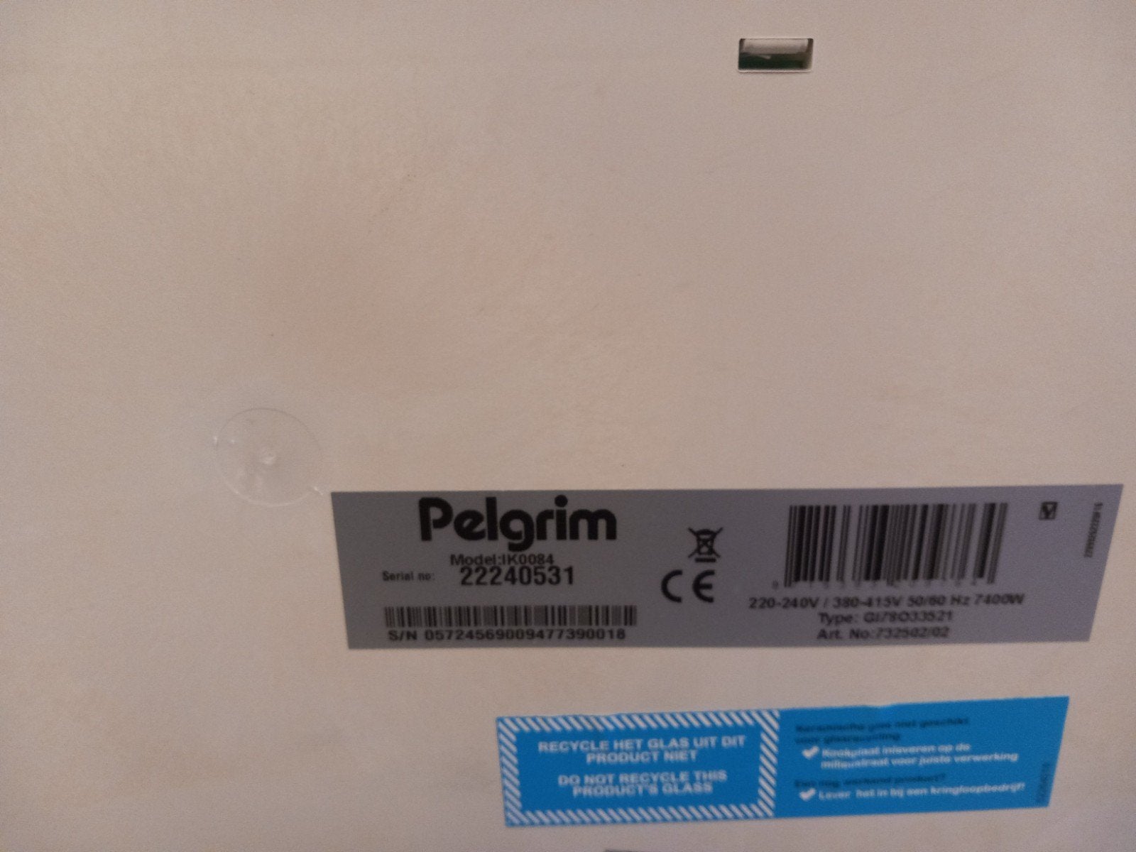 inductiekookplaat pelgrim JK0084, Witgoed en Apparatuur, Ophalen, 4 kookzones, Zo goed als nieuw, Inbouw