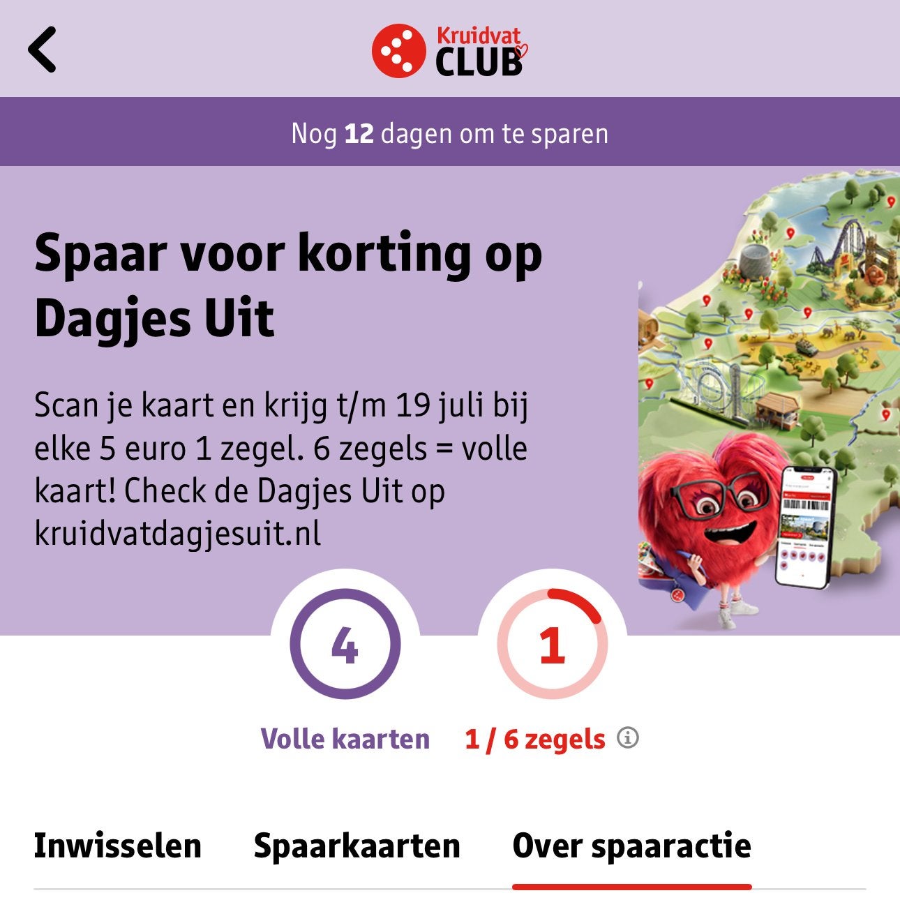 Kruidvat zegels voor korting op Dagjes Uit, Eén persoon, Kortingsbon