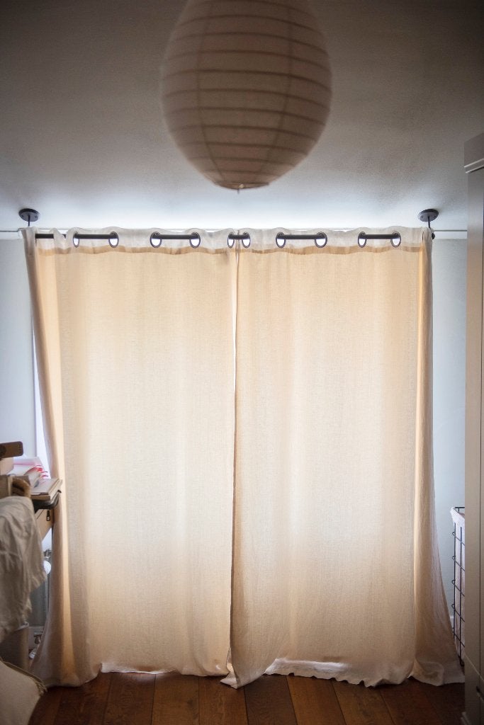 Linnen gordijnen 4 stuks La Redoute met oogjes verduisterend, Overige materialen, 180 cm, Ophalen of Verzenden, Zo goed als nieuw