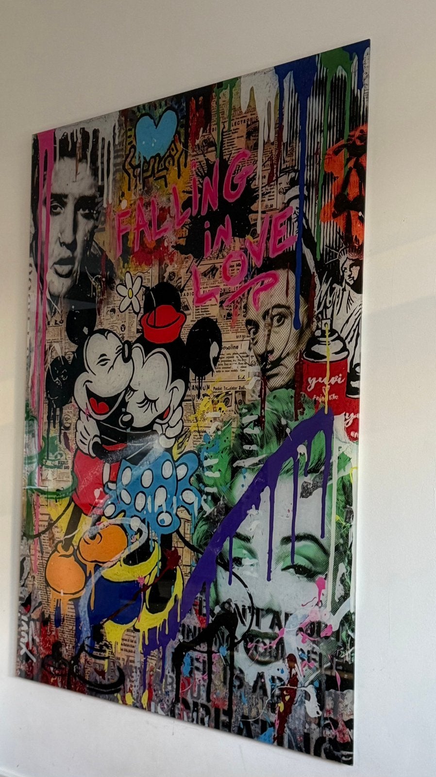 Plexiglas kunstwerk - Falling in Love - Pop Art, Kunststof, Print, Stripfiguren/cartoons, Ophalen