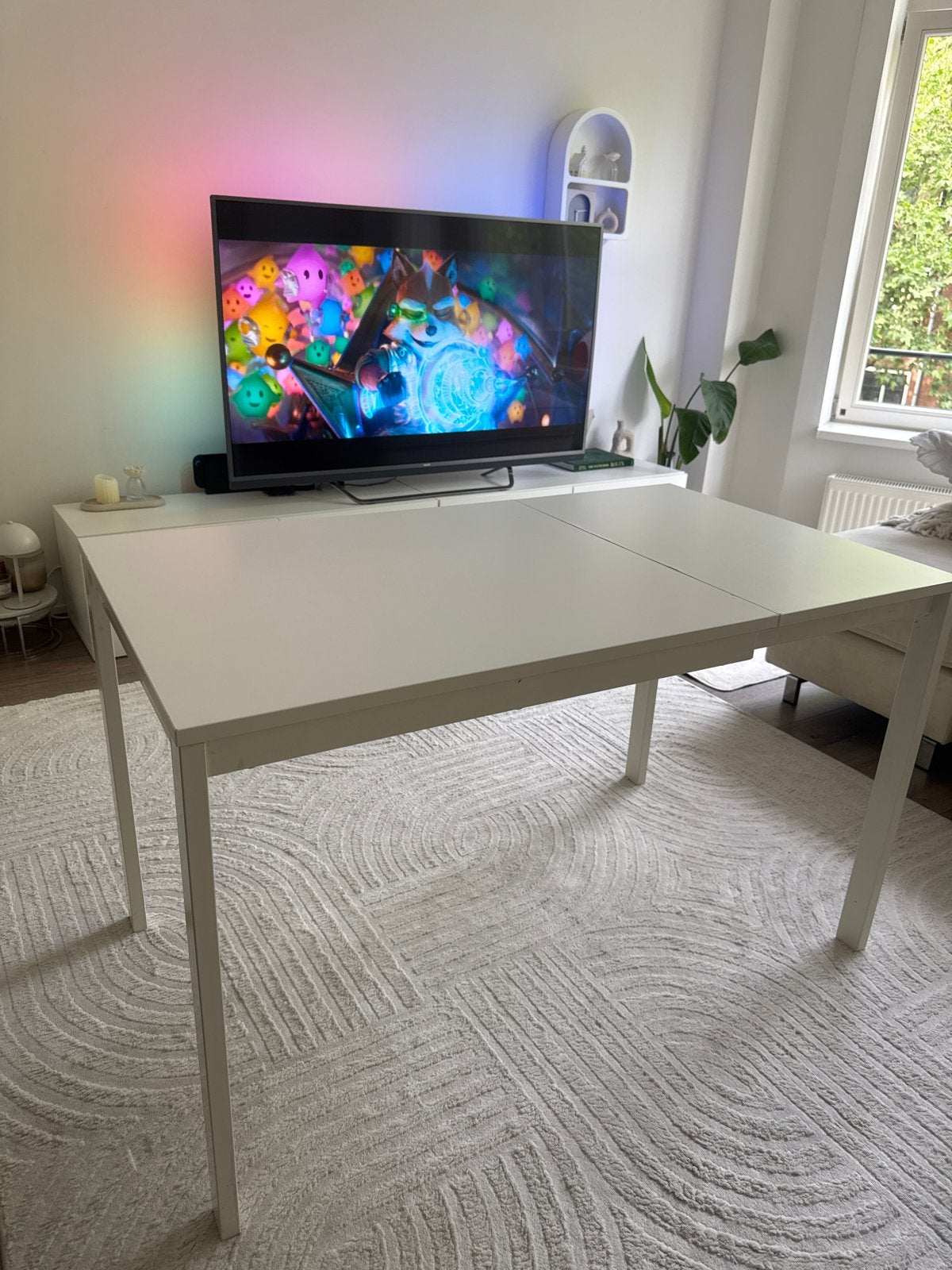 Uitschuifbare eettafel wit - compact en veelzijdig, Overige materialen, Gebruikt, 100 tot 150 cm, Vier personen