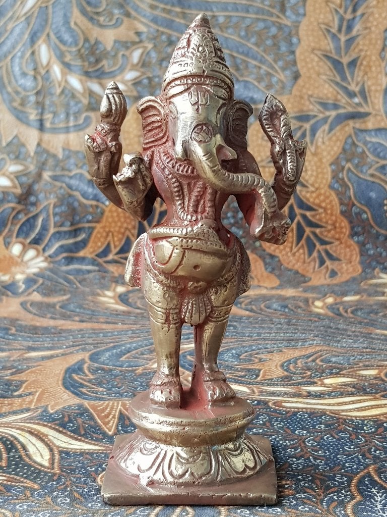 Mooi zwaar oud antiek brons beeldje uit India van Ganesha., India, Handgemaakt, Ophalen of Verzenden, Brons