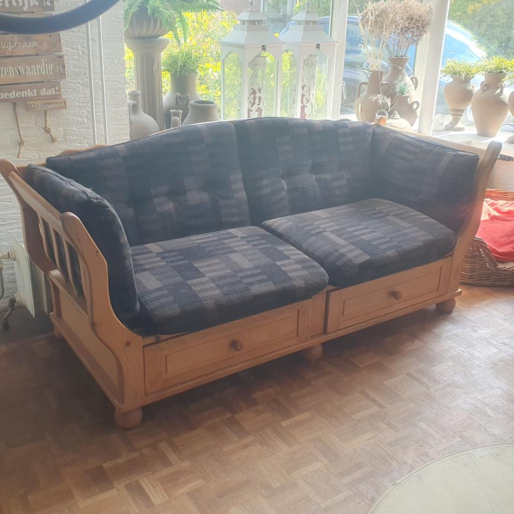 Houten bank brocante 2,5 zits, Gebruikt, Minder dan 75 cm, 150 tot 200 cm, Driepersoons