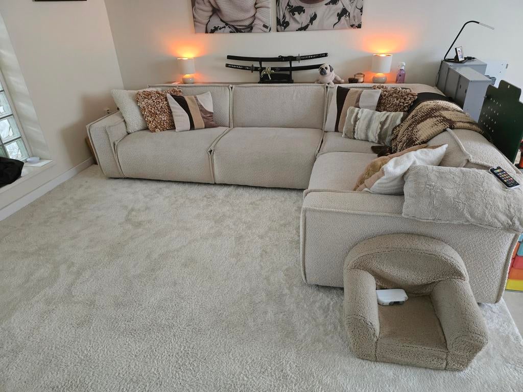 UMIX Brooklynn Bank Teddystof Beige - Modulaire Bank, Huis en Inrichting, Banken | Bankstellen, Ophalen, Japandi, Gebruikt, Overige maten