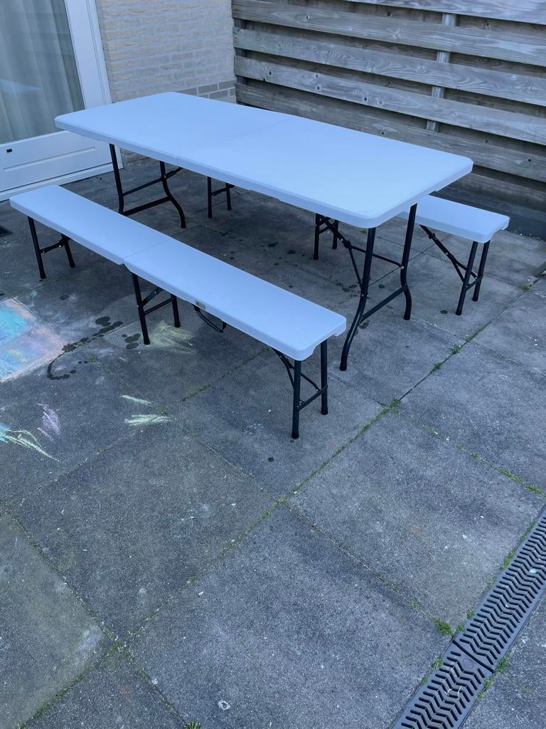 Tafel met 2 Banken, Ophalen, Gebruikt, Campingtafel