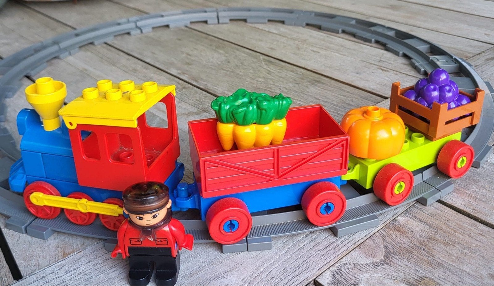 Lego Duplo Trein met spoor en figuur, Gebruikt, Ophalen of Verzenden, Duplo, Complete set