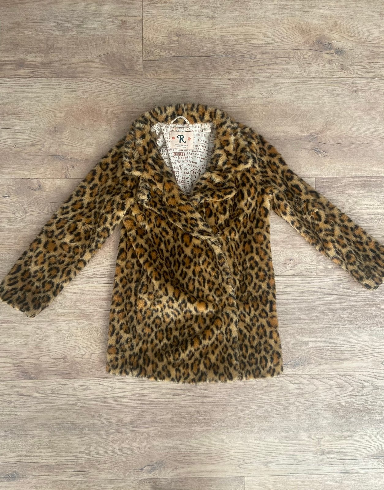 Scotch & Soda | Meiden luipaardprint jas | Maat 128 | Tussen, Meisje, Ophalen of Verzenden, Zo goed als nieuw, Scotch & Soda