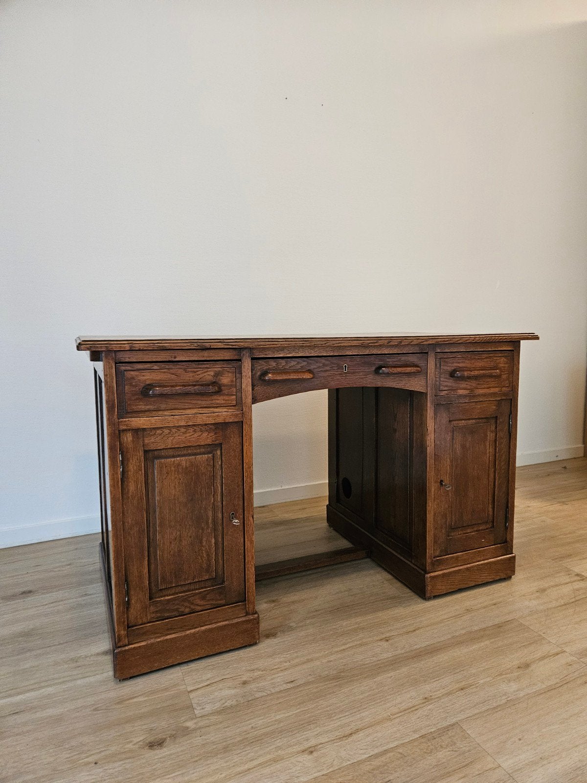 Antiek eiken bureau maat blad 1,22 x 67,5, Antiek en Kunst, Ophalen