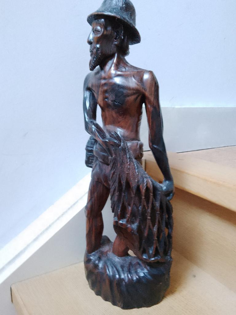 Houten beeld Balinese visser, 43 cm, Ophalen, Azië, Hout, 20 - 50 cm