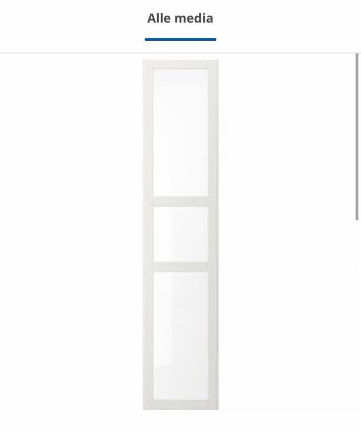 IKEA TYSSEDAL Deur, wit/glas, 50x229 cm, Ophalen, Minder dan 50 cm, 200 cm of meer, 25 tot 50 cm