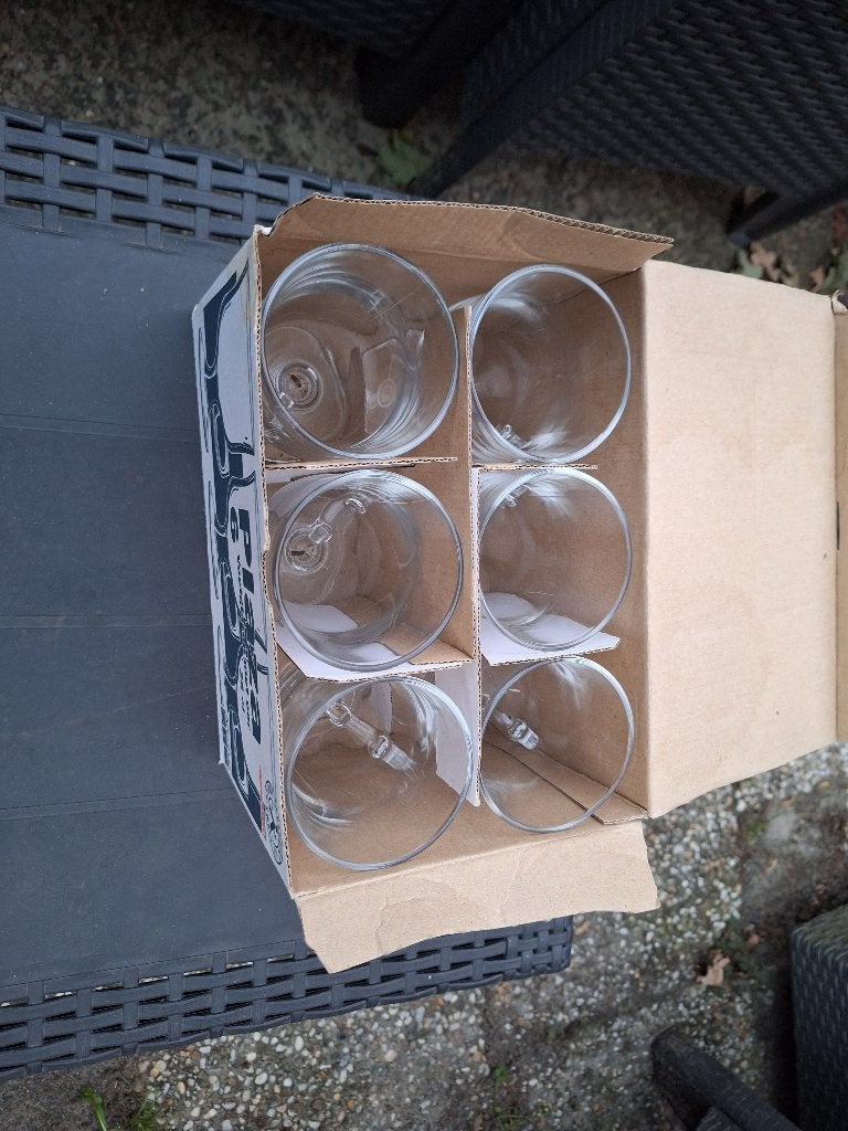 6x voetglazen met oor, Verzamelen, Glas en Borrelglaasjes, Ophalen of Verzenden