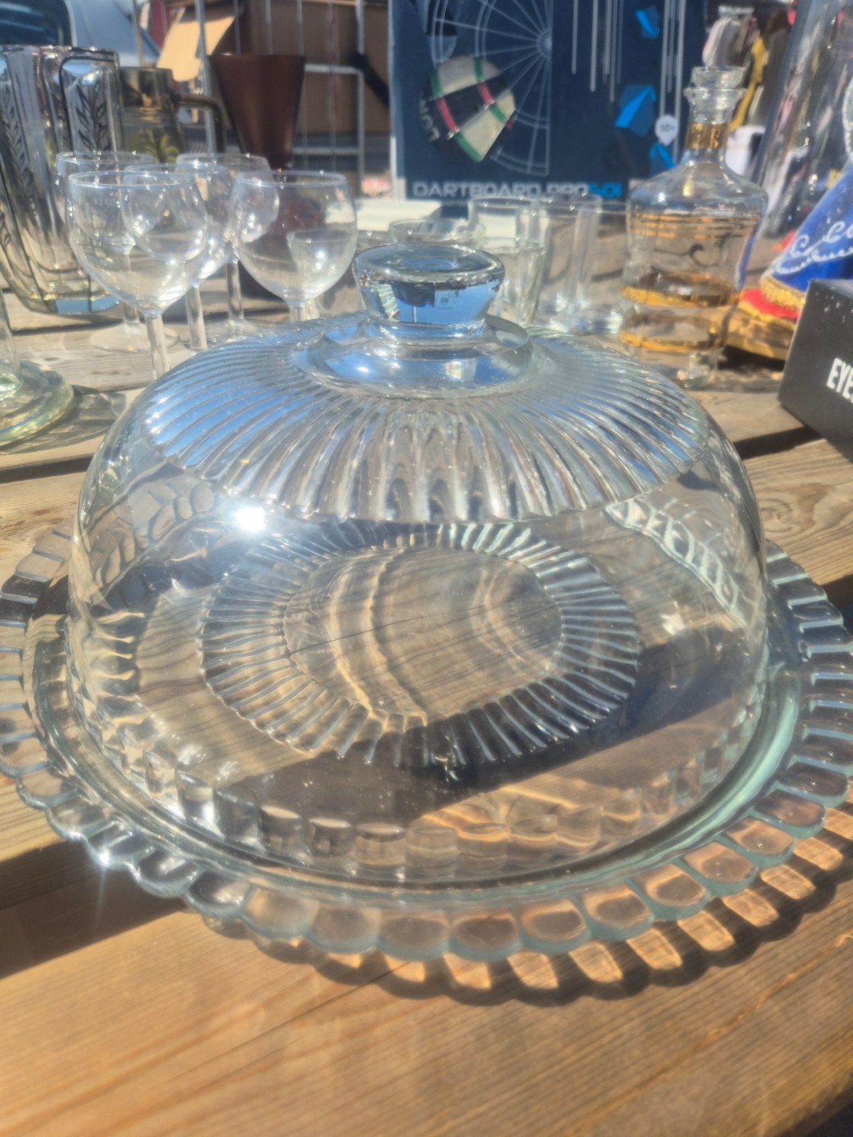 Glazen taartstolp met schaal - Vintage design, Ophalen of Verzenden