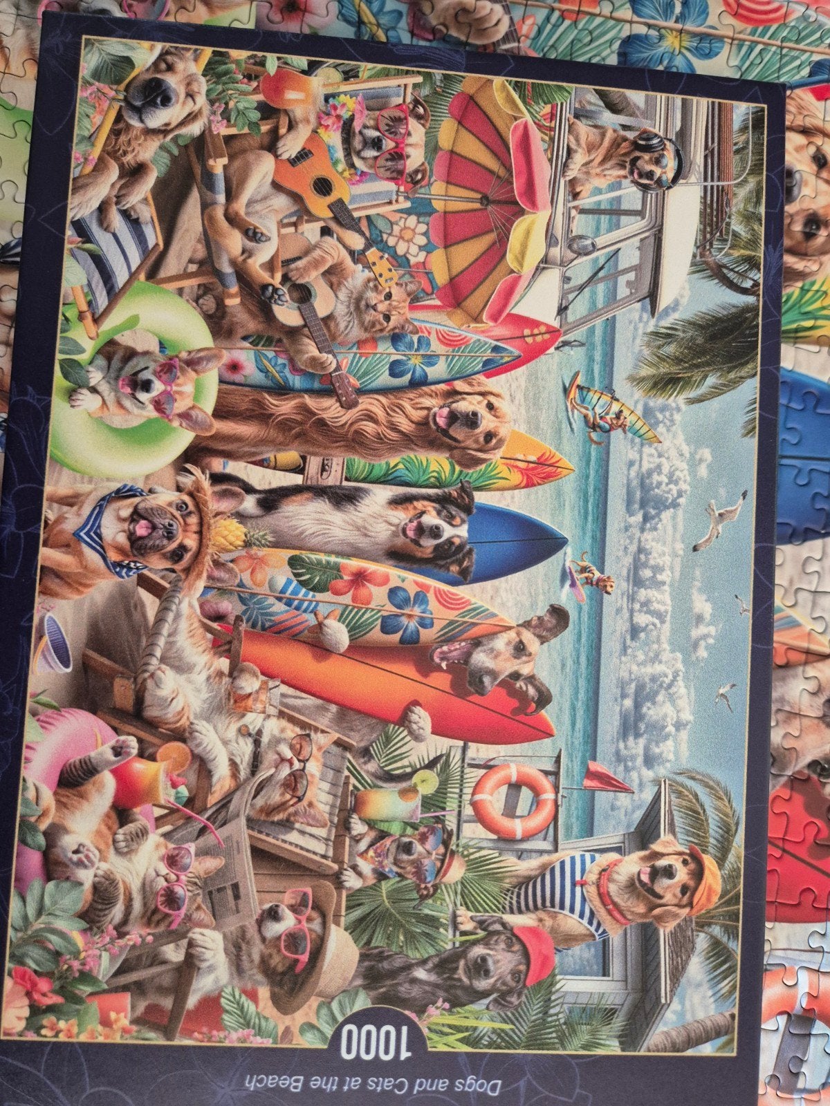 Legpuzzel 1000 stukjes: Honden en Katten op het Strand, Ophalen of Verzenden, 500 t/m 1500 stukjes, Zo goed als nieuw, Legpuzzel
