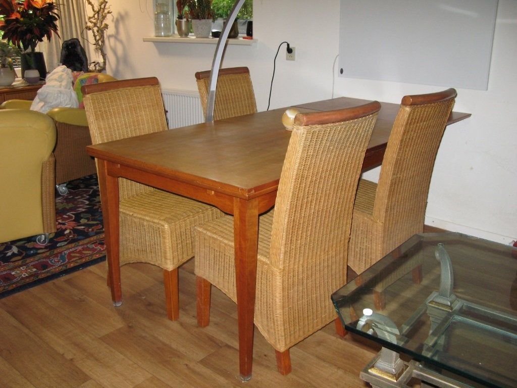 eettafel met 4 stoelen, Ophalen, Gebruikt, 100 tot 150 cm, 50 tot 100 cm