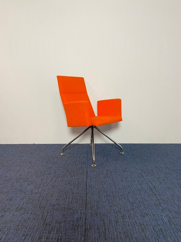 2 x Vergaderstoel Martela Form, oranje stof, chroom frame, Ophalen, Gebruikt, Twee, Overige kleuren
