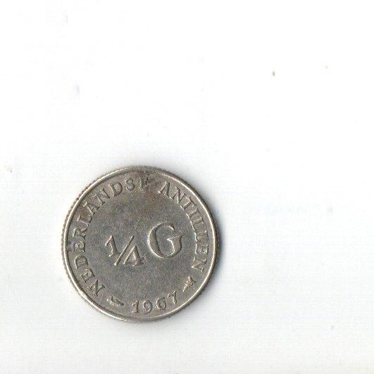 Nederlandse Antillen ¼ gulden 1967, Postzegels en Munten, Munten | Nederland, Koningin Juliana, Verzenden, Zilver, 25 cent