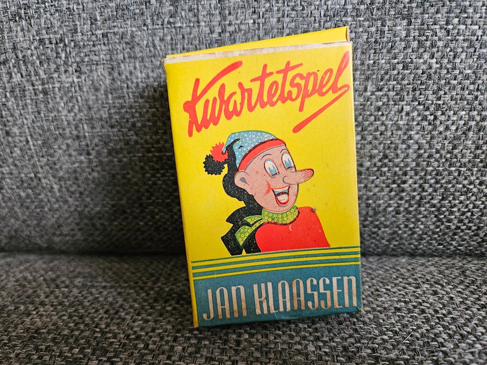 Vintage Kwintetspel Jan Klaassen met reclamekaarten, Verzenden, Gebruikt, Gebruiksvoorwerp