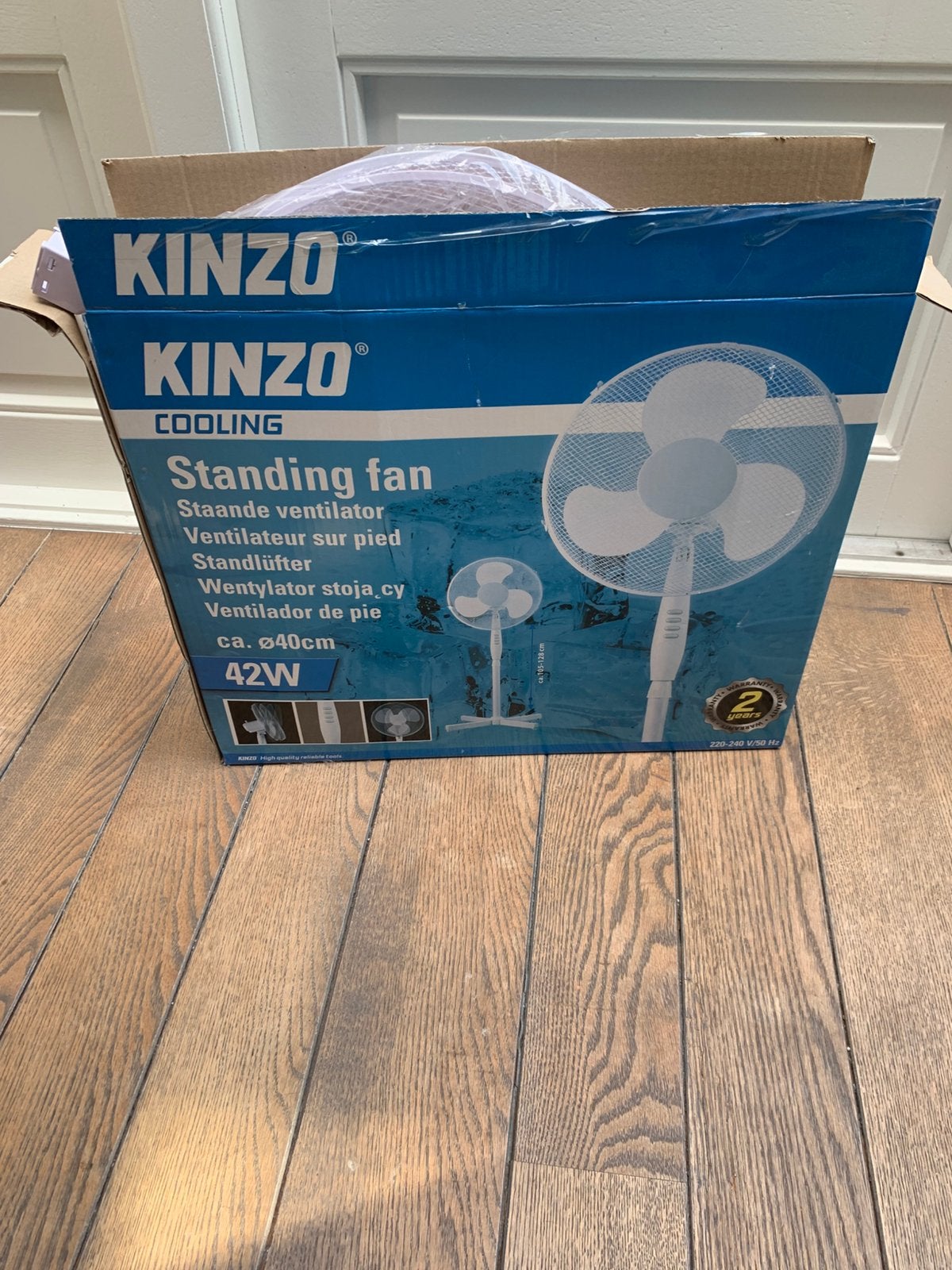 Kinzo staande ventilator wit, Witgoed en Apparatuur, Ventilatoren, Ophalen of Verzenden, Nieuw, Statiefventilator