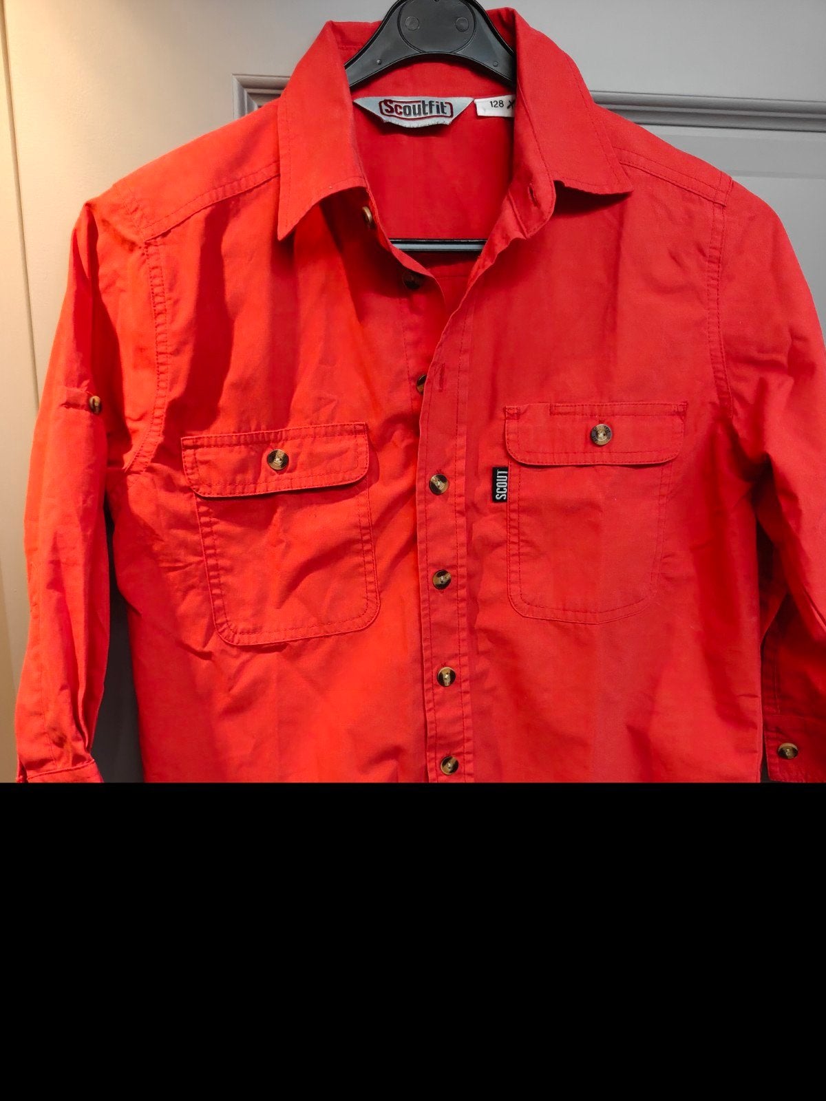 Scoutfit scouting blouse bevers Rood Maat 128, Verzamelen, Scouting, Ophalen of Verzenden, Gebruikt, Kleding