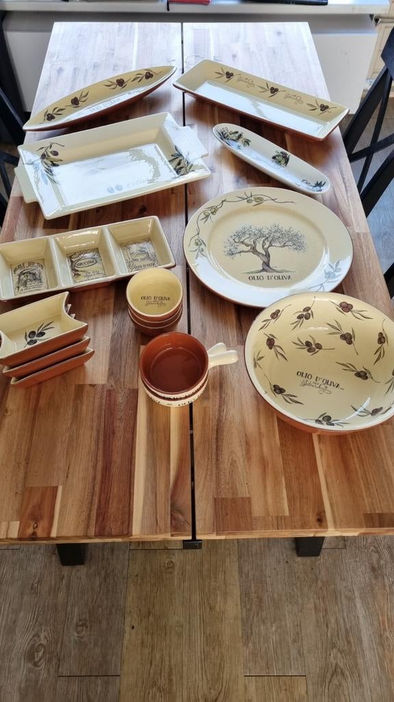 Terracotta Olijven Schalen Set - Olio d'Oliva Servies, Ophalen, Schaal, Zo goed als nieuw, Overige vormen