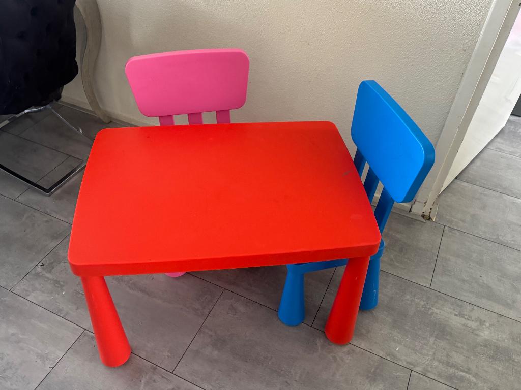 kindertafel met 2 stoelen, Kinderen en Baby's, Kinderkamer | Tafels en Stoelen, Ophalen, Gebruikt, Tafel(s) en Stoel(en)