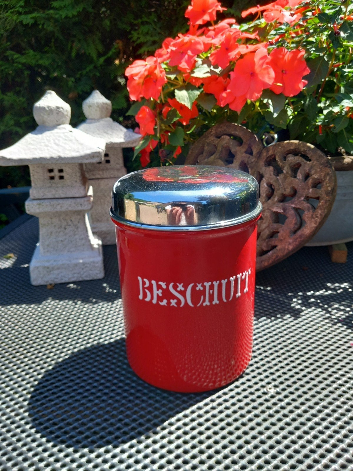 Rood emaille BK beschuitbus, Ophalen of Verzenden