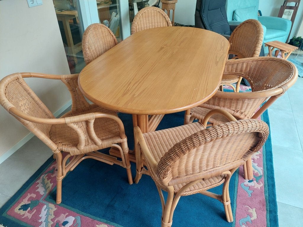 Twee vintage rotan stoelen, Huis en Inrichting, Ophalen, Gebruikt, Twee, Bruin