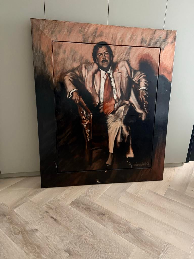 Schilderij Pablo Escobar ( Van der pol met certificaat ), Antiek en Kunst, Ophalen of Verzenden
