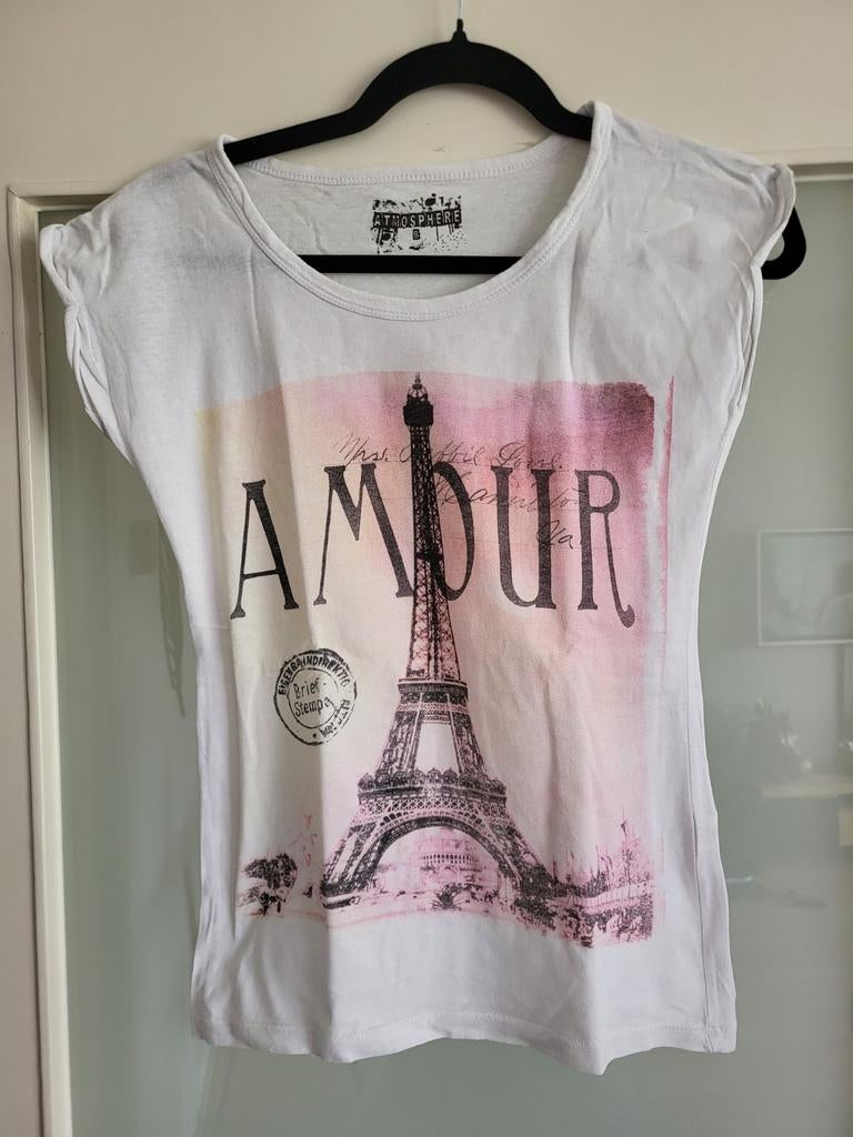 Wit T-shirt met Eiffeltoren van Primark, maat S, Primark, Wit, Ophalen of Verzenden, Korte mouw
