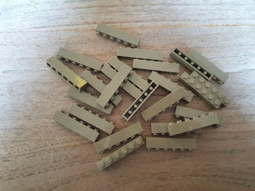 Partij J148=50x Nieuwe Lego stenen 1x6 Dark Tan